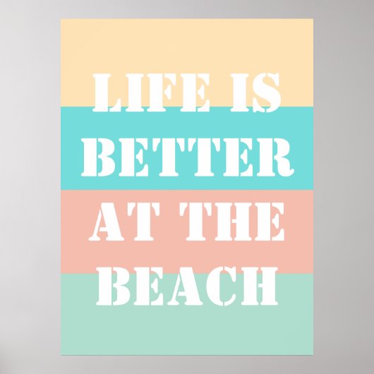 Leven is beter op het strand retro poster (Voorkant)