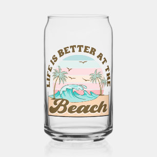 Leven is beter op het strand Tropische zomer Blikvorm Glas