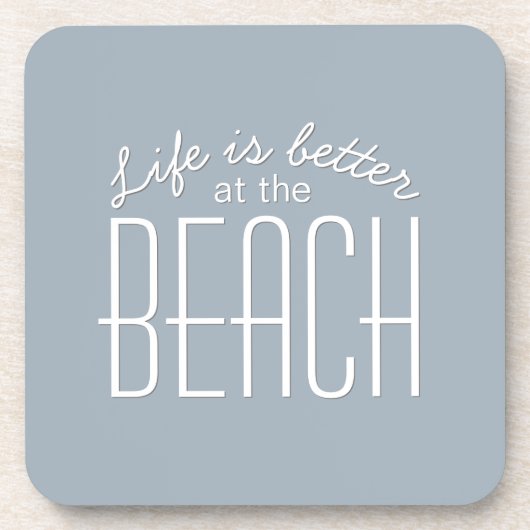 Leven is beter op het strand typografie bier onderzetter (Voorkant)