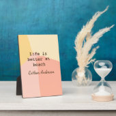 Leven is beter op strand geel oranje boho rustiek fotoplaat (Zijkant)