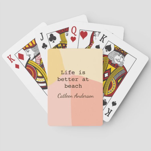 Leven is beter op strand geel oranje boho rustiek pokerkaarten (Achterkant)