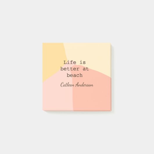 Leven is beter op strand geel oranje boho rustiek post-it® notes (Voorkant)