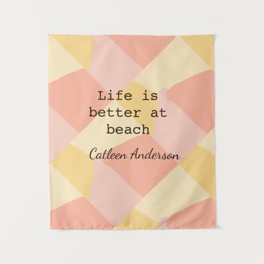 Leven is beter op strand geel oranje boho rustiek wandkleed (Voorkant)