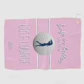 Leven is beter Quote Golf Geborduurd Roze Golfhanddoek (Horizontaal)