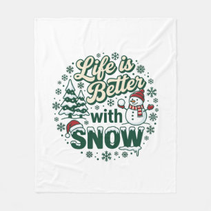 Leven Is Beter Sneeuw Kerst Sneeuwman Bomen Sneeuw Fleece Deken