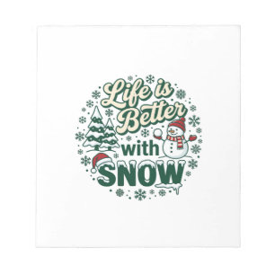 Leven Is Beter Sneeuw Kerst Sneeuwman Bomen Sneeuw Notitieblok