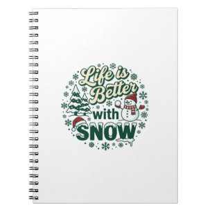 Leven Is Beter Sneeuw Kerst Sneeuwman Bomen Sneeuw Notitieboek
