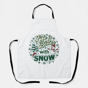 Leven Is Beter Sneeuw Kerst Sneeuwman Bomen Sneeuw Schort