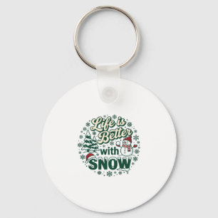Leven Is Beter Sneeuw Kerst Sneeuwman Bomen Sneeuw Sleutelhanger