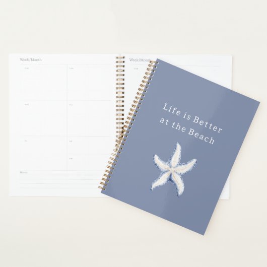 Leven is beter strand blauw witte zeester planner (Display)