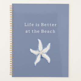 Leven is beter strand blauw witte zeester planner