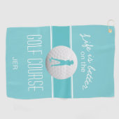 Leven is beter vrouwelijke golfer met monogram lic golfhanddoek (Horizontaal)