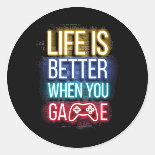 Leven is beter wanneer je gamecontroller videogame ronde sticker (Voorkant)