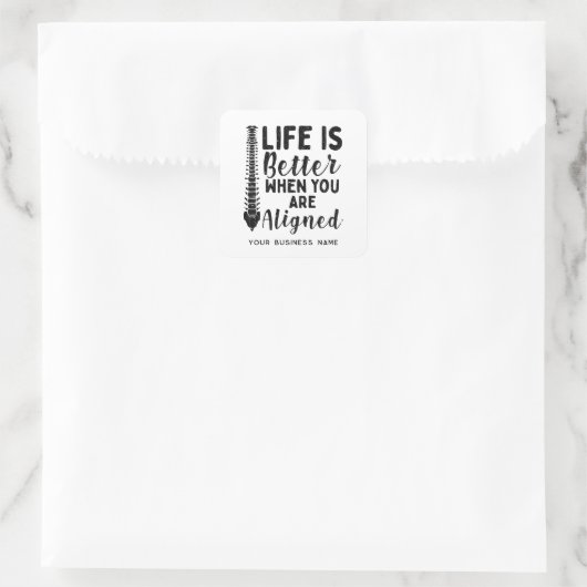 Leven is beter wanneer je uitgelijnd bent Chiropra Vierkante Sticker (Tas)