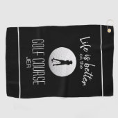Leven is beter Zwarte Schrift Damesgolfer Golfhanddoek (Horizontaal)