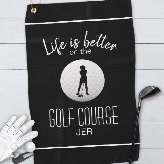 Leven is beter Zwarte Schrift Damesgolfer Golfhanddoek