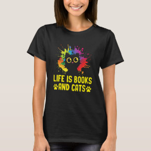 Leven Is Boeken en Katten Boekenliefhebber Kattenm T-shirt