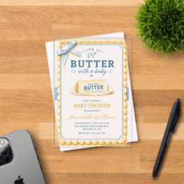 Leven Is Boter Met Eén Baby Boter Baby Shower Acryl Uitnodigingen