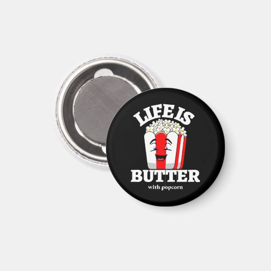 Leven Is Boter Met Popcorn Magneet (Voorkant / Achterkant)