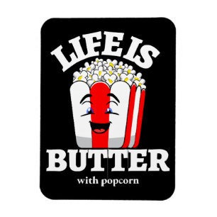 Leven Is Boter Met Popcorn Magneet