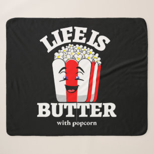 Leven is boter met popcorn sherpa deken