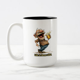Leven is Brew-tiful Grappig Bier Cartoon T-shirt Tweekleurige Koffiemok