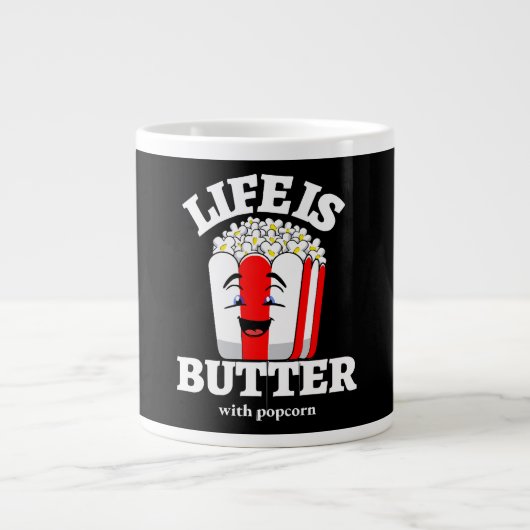 Leven Is Butter Met Popcorn Grote Koffiekop (Voorkant)