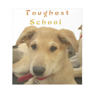 "Leven is de Moeilijkste School" Hond Kunstprint Notitieblok