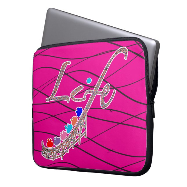 Leven is een achtbaan laptop sleeve (Voorkant Links)