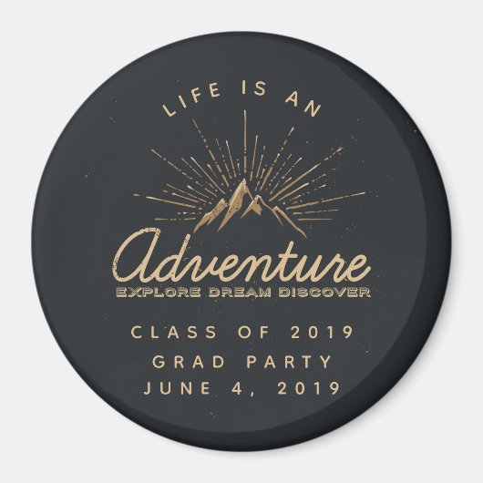 Leven is een Avonturenberg met Gouden Zonnestralen Magneet (Voorkant)