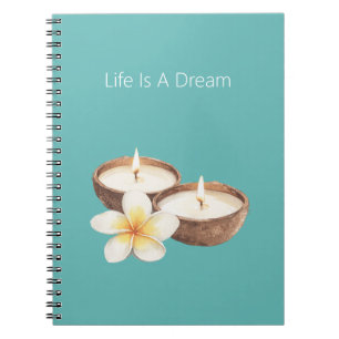 Leven Is Een Droom Kokosnoot Kaarsen Plumeria Bloe Notitieboek