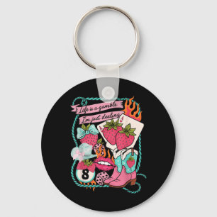 Leven Is een Kansspel Cowgirl Strawberry Summer Sleutelhanger
