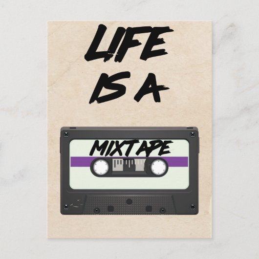 leven is een mixtape inspirerende quote briefkaart (Voorkant)
