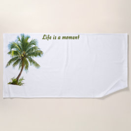 Leven Is Een Moment Palmboom Witte Strandhanddoek Strandlaken