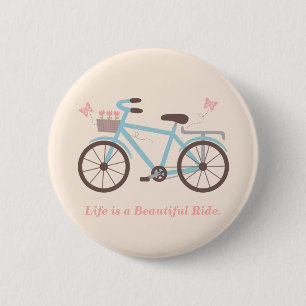 Leven is een Mooie Rit Fiets Citaat Knop Ronde Button 5,7 Cm