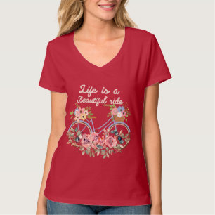 Leven is een mooie rit Lentebloemen fiets T-shirt