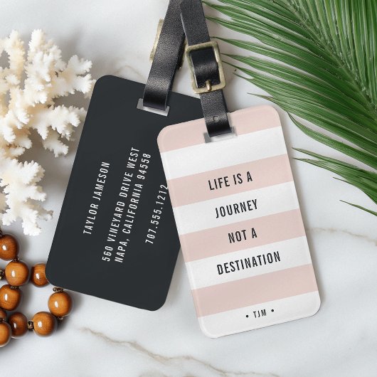 Leven is een Reis | Reisquote met Initiaal Bagagelabel