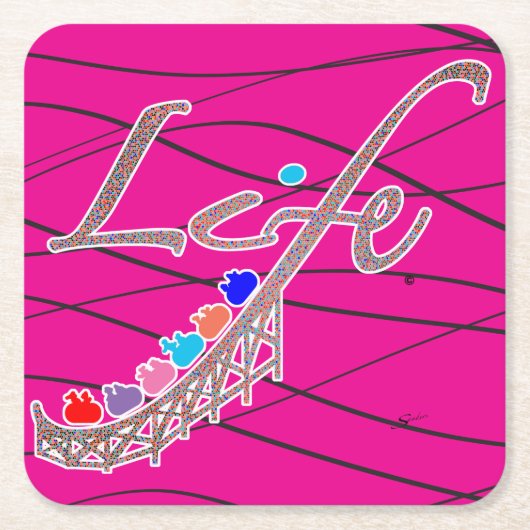 Leven is een Roller Coaster-Coaster Kartonnen Onderzetters (Voorkant)
