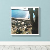 Leven is een strand canvas afdruk (Insitu (Houten vloer))