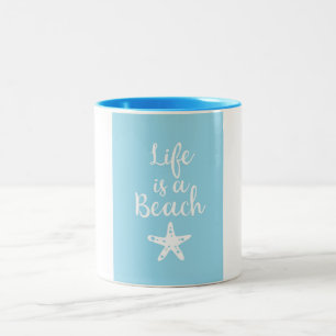Leven is een strand tweekleurige koffiemok