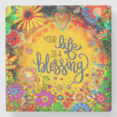  leven is een zegenende bloem grillig stenen onderzetter (Voorkant)