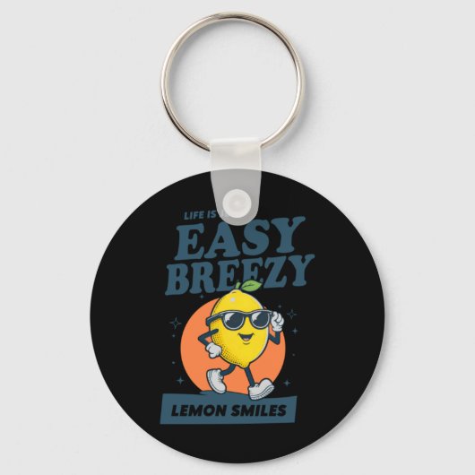Leven Is Gewoon Easy Breezy Lemon Smiles Design Sleutelhanger (Voorkant)
