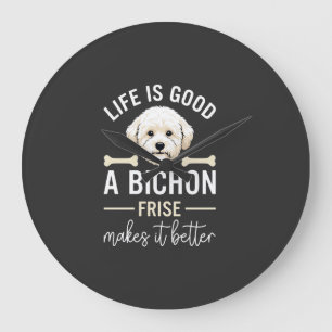 Leven Is Goed Bichon Frise Hond Botten Witte Vacht Grote Klok