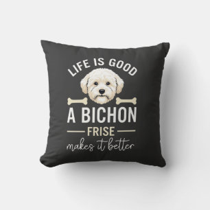 Leven Is Goed Bichon Frise Hond Botten Witte Vacht Kussen