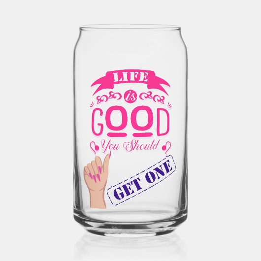Leven is goed citaat  blikvorm glas (Voorkant)