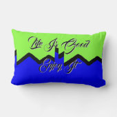 Leven is Goed Geniet Ervan Groen Blauw Lendekussen Kussen (Achterkant)