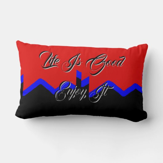 Leven is goed Geniet ervan Rood Zwart Lumbaire Kus Kussen (Achterkant)