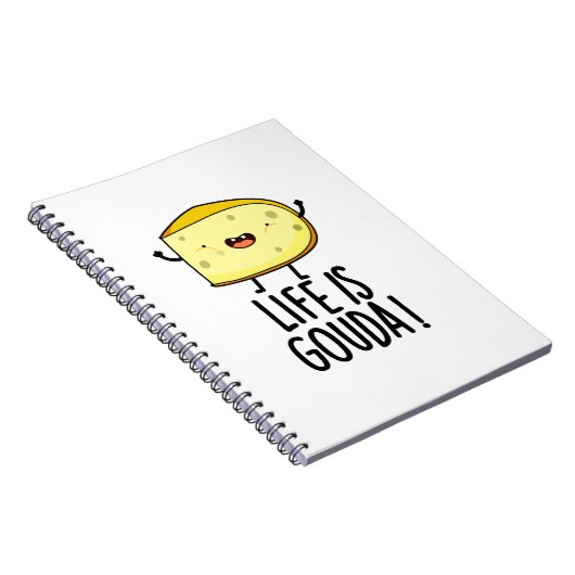 Leven Is Gouda Grappige Positieve Kaas Punt Notitieboek (Rechterzijde)
