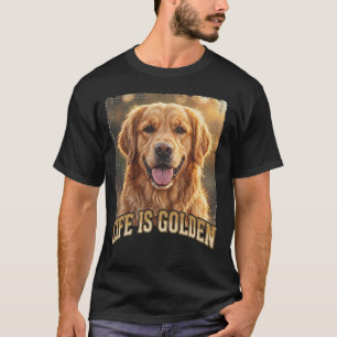 Leven Is Gouden Goud Retriever Hond T-Shirt   Vint