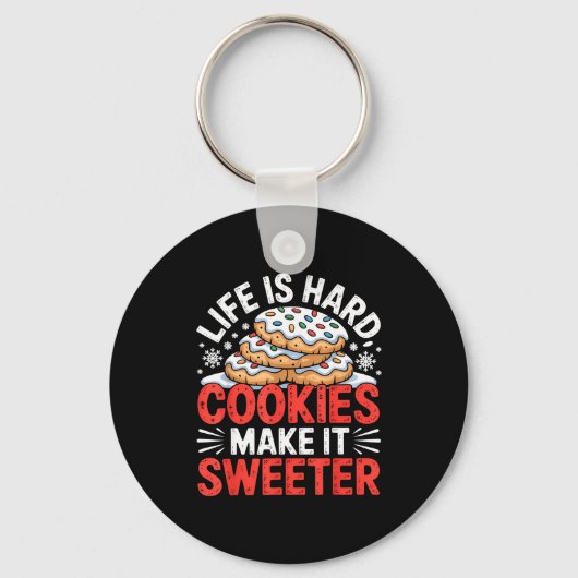 Leven Is Hard Koekjes Maken Het Zoeter Grappig Bak Sleutelhanger (Voorkant)